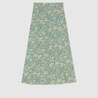 Gonna in crêpe con stampa floreale Gucci Liberty