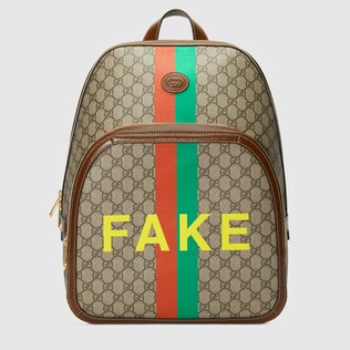Sac à dos à imprimé « Fake/Not » taille moyenne