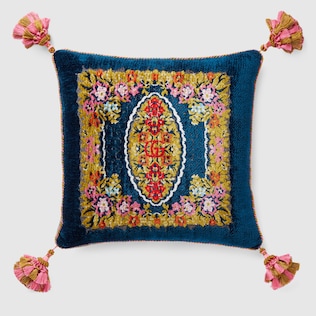 Velvet floral jacquard cushion