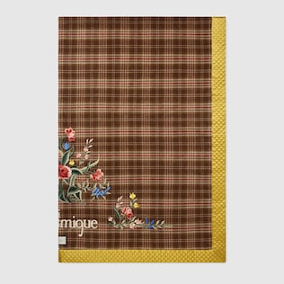 Wool plaid throw blanket with patches