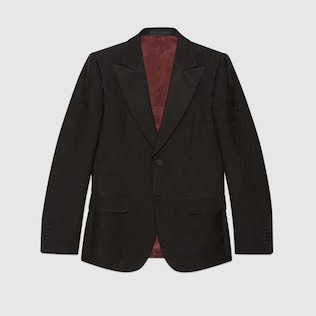 Fitted GG stripe wool silk jacket