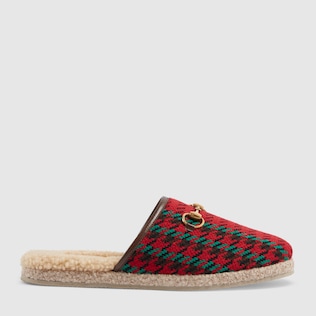 Slipper uomo con motivo pied de poule e Morsetto