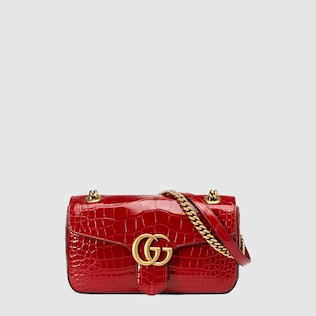 GG Marmont crocodile small shoulder bag