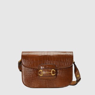 Gucci馬銜扣1955鱷魚皮小型肩揹袋