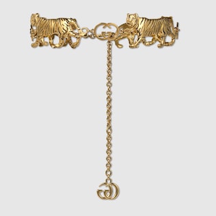 Interlocking G chain belt with tigers