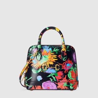 Kl. Gucci Horsebit 1955 Tasche mit Print von Ken Scott