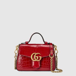 Mini sac à main GG Marmont en crocodile