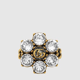 Crystal Double G ring