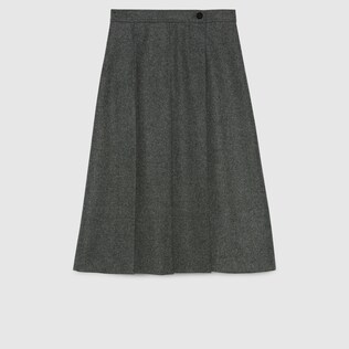 Pleated wool flannel skirt
