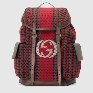 Rucksack mit Hahnentrittmuster, Streifen und GG