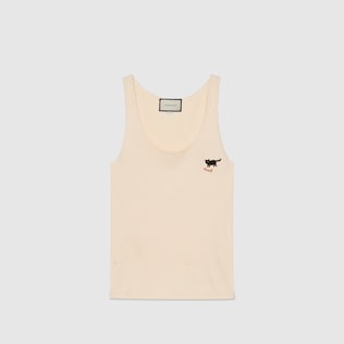 Tanktop aus gerippter Baumwolle mit Katzen-Patch