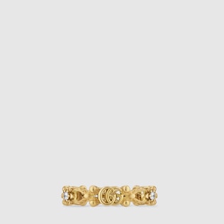 〔グッチ フローラ〕ダイヤモンド付き 18K リング