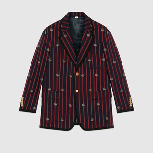 Veste en laine à rayures Double G