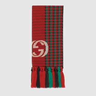 Houndstooth scarf with Interlocking G