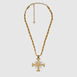 Kreuz-Halskette mit Glasperle