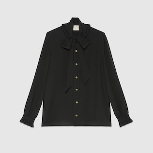 Silk shirt with neck bow