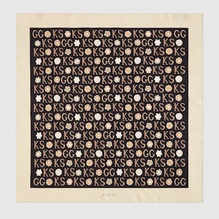 Foulard in seta con monogramma Ken Scott x Gucci