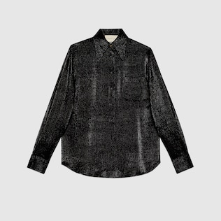 Camicia in crêpe con motivo gessato