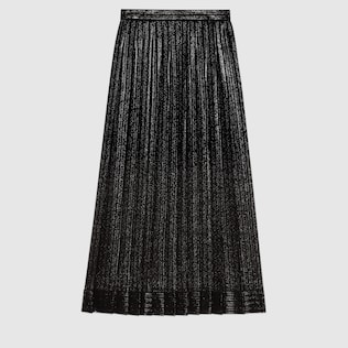 Pinstripe lamé plissé skirt