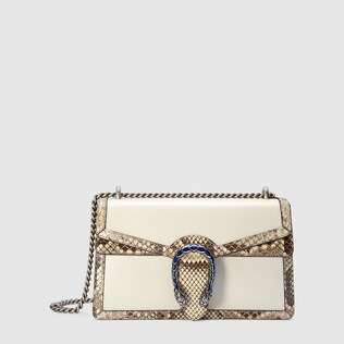 Dionysus small shoulder bag with python trim
