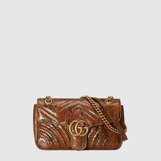 Borsa a spalla GG Marmont in pitone misura piccola