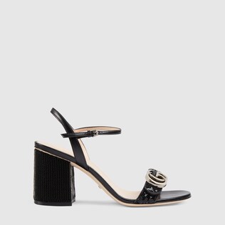 Women's mid-heel sequin sandal