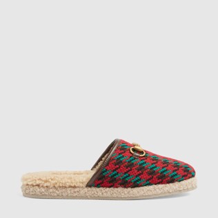 Damenslipper mit Hahnentrittmuster