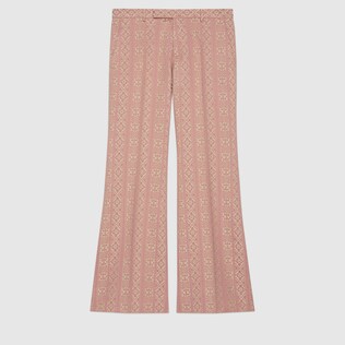 Jacquard wool silk flare trousers