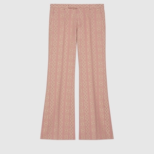 Pantalon évasé en jacquard de laine et soie