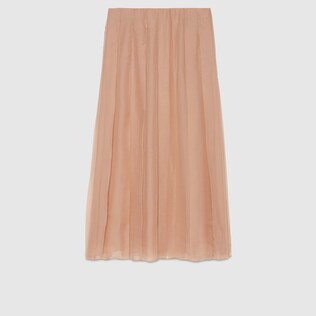 Silk chiffon mid-length skirt