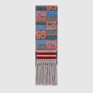 GG striped wool lamé scarf