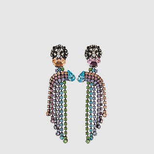 Lion head earrings with crystals