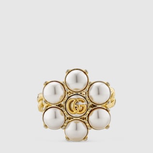 Bague Double G avec perles
