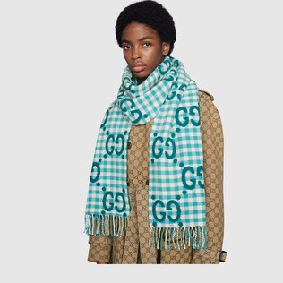 GG jacquard wool scarf