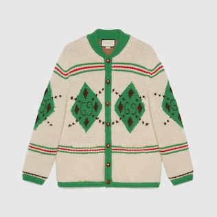 Cardigan en jacquard de laine d’alpaga