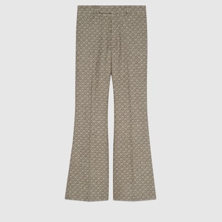 Pantalon évasé en jacquard de laine avec motif G