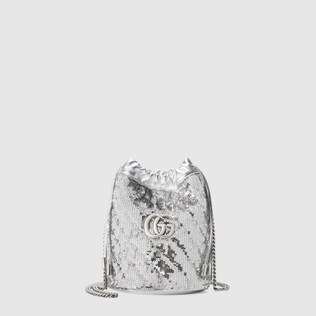 Mini borsa a secchiello GG Marmont con paillette