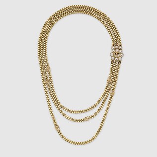 Collier à rangées de chaînes avec Double G et perles