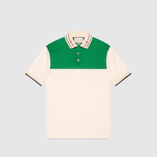 Polo in cotone con colletto ricamato