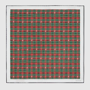 Check print silk pocket square