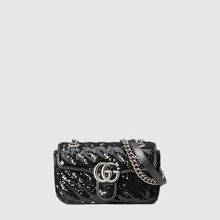 Minibolso de hombro con lentejuelas con GG Marmont