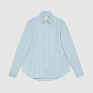 Camicia in cotone fil coupé a righe GG
