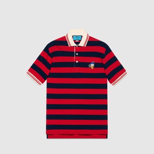 Disney x Gucci Donald Duck Poloshirt aus gestreifter Baumwolle