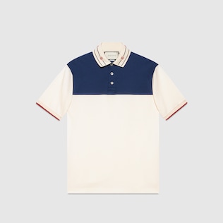 Poloshirt aus Baumwolle mit besticktem Kragen