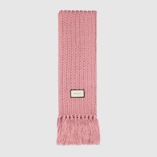 Knit wool scarf with Gucci label