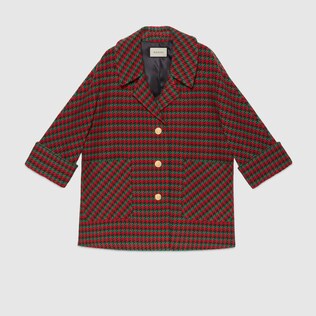 Houndstooth wool coat