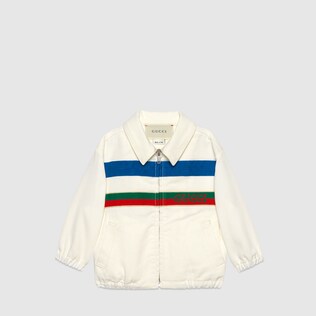 Baby denim jacket with Gucci ribbon