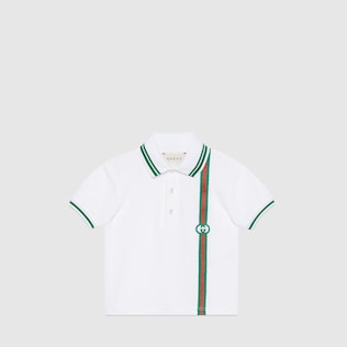 Polo in cotone con nastro Web e GG
