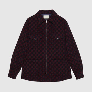 GG wool zip-up shirt