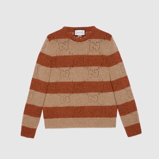 Pull en maille de laine à rayures GG